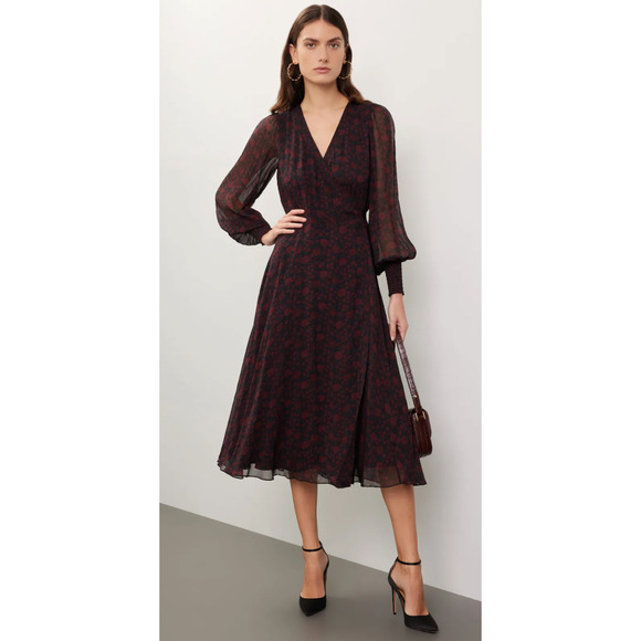 Polo Ralph Lauren Brown Floral Cocktail Dress Size 8 - Picture 1 of 8